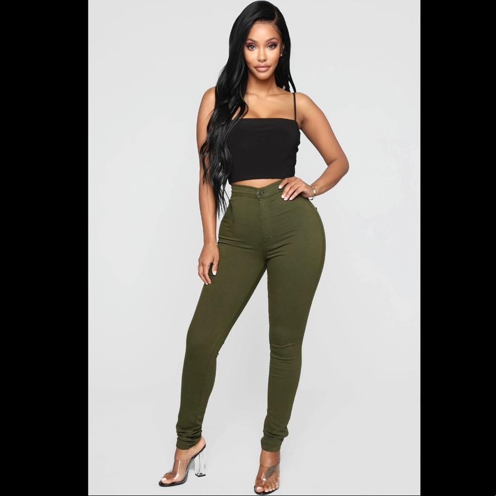Olive Super High Rise Skinny Jeans
